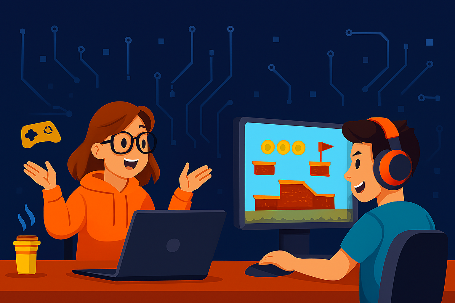 Equipo de ChamaxGames trabajando en un nuevo proyecto